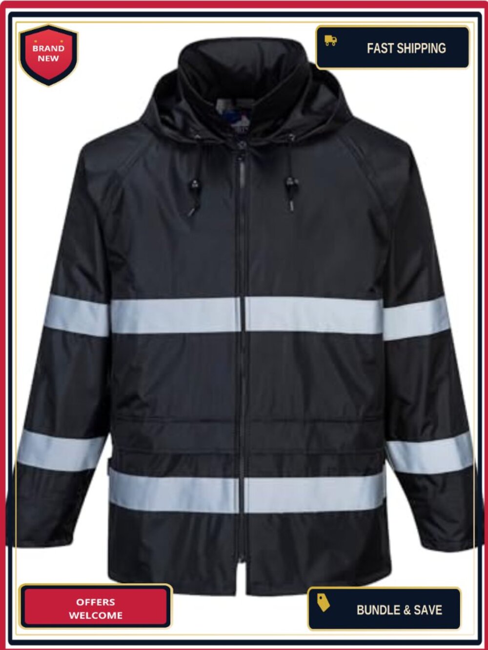 Hi-Vis Waterproof Rain Jacket Men's Work Safety